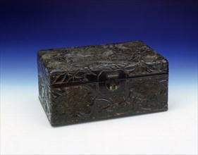 Carved brown lacquer box with phoenixes, mid-late Ming dynasty, China, 1500-1644. Artist: Unknown