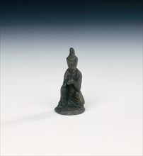 Gilt-bronze figure of seated lady, High Tang period, Tang dynasty, China, 684-756. Artist: Unknown
