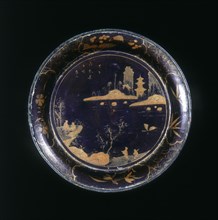 Black lacquer shallow round saucer, Qing dynasty, China, late 18th-early 19th century. Artist: Unknown