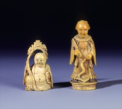 Two ivory figures, early Qing dynasty, China, 1644-1750. Artist: Unknown