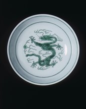 Green imperial dragon dish, Daoguang period, Qing dynasty, China, 1821-1850. Artist: Unknown