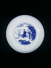 Blue and white Spode plate with Chinese design, England, 20th century. Artist: Unknown