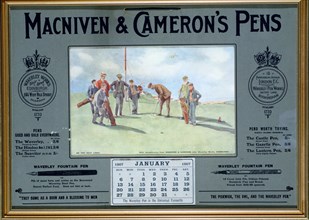Calendar advertising MacNiven & Cameron's Pens, 1907. Artist: Unknown