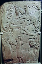 Detail of a Pictish Stone with biblical scenes, 9th century. Artist: Unknown