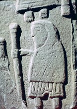 Detail of a Pictish Stone with a man wearing trousers, 11th century. Artist: Unknown