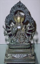 A bronze statuette of Bodhisattva Manjunatha, a Nepalese deity. Artist: Unknown