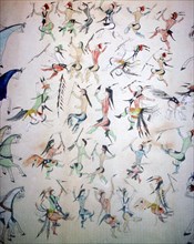 Depiction of the Grass Dance, drawn by Turning Bear, a Brule Sioux Chief of the Dakota Indians.