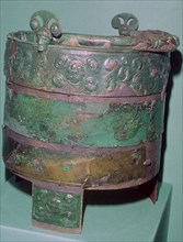 A Celtic bronze bucket.
