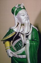 A porcelain figure of Kuan-ti, a war-god, 17th century. Artist: Unknown