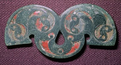 Celtic bronze enamelled mount from Polden Hill, Somerset. Artist: Unknown