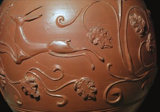 Detail of a Samian ware pot found in England. Artist: Unknown