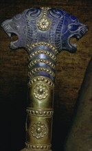 Detail of an Achaemenid gold and lapis lazuli staff. Artist: Unknown