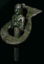 Copper foundation figurine ending in cone and plaque, Telloh, South Iraq, 2494BC-2465BC. Artist: Unknown