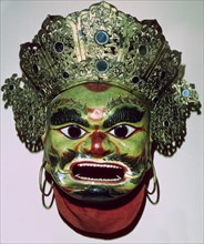 Tibetan mask used in ritual dance, c9th century. Artist: Unknown
