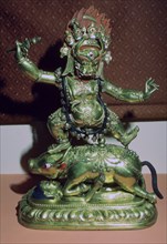 Tibetan gilt-bronze statuette of Yamer. Artist: Unknown