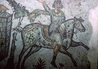 Mosaic of a Vandal on horseback, 5th century. Artist: Unknown