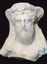 Terracotta head of Dionysus from a sanctuary. Artist: Unknown