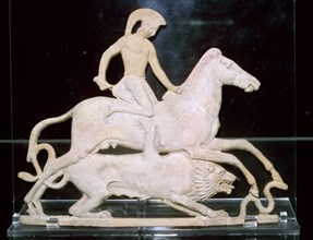 Greek terracotta relief of Bellerophon and the Chimera, 5th century BC. Artist: Unknown