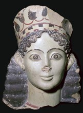 Terracotta head of a Sphinx, 6th century BC. Artist: Unknown