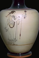 Vase-painting of a woman spinning, 5th century BC.