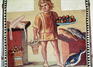 Roman mosaic of a slave boy in a kitchen. Creator: Unknown.