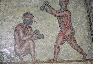 Roman mosaic of boxers. Artist: Unknown