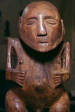Male figure (ti'i) made of thespesia wood from the Society Islands in Tahiti, 19th Century. Artist: Unknown