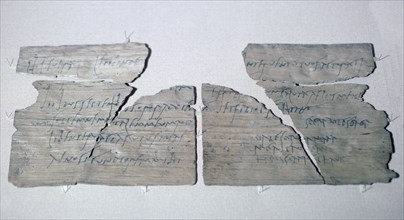 Roman wood writing tablet from Vindolanda with a party invitation, late 1st or early 2nd century. Artist: Claudia Severa Artist: Unknown