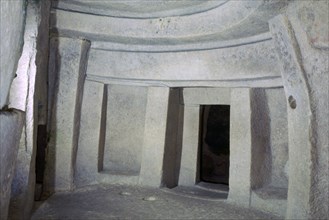 Interior of the Hypogeum of Hal Saflieni on Malta. Artist: Unknown