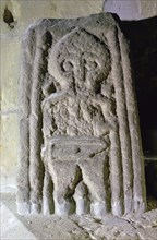 Fragment of an Anglo-Scandinavian cross-shaft showing a warrior, c.10th century. Artist: Unknown
