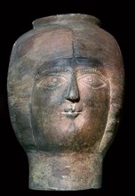 Romano-British pot in the form of a head. Artist: Unknown
