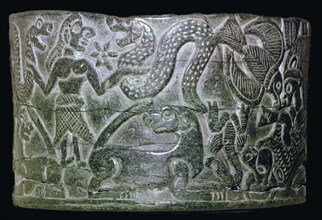 Steatite bowl with mythological scenes. Artist: Unknown