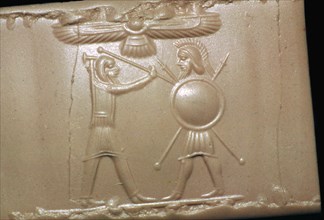 Achaemenid cylinder-seal impression referring to the Greek wars. Artist: Unknown