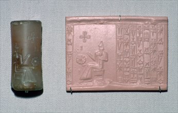 Chalcedony cylinder-seal in the first Kassite style. Artist: Unknown