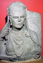 Limestone bust of Aqmat, daughter of Hagago, Palmyra, Syria, c100-c150. Artist: Unknown