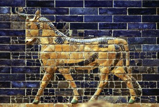 Glazed Brick relief of a bull on the Sacred Way leading to the Ishtar Gate, Babylon, c580 BC. Artist: Unknown