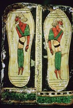Semitic prisoners painted under a mummy-case's feet. Artist: Unknown