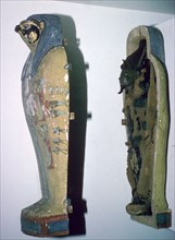 Egyptian small falcon-headed wooden coffin. Artist: Unknown