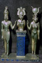 Egyptian gold statuettes of Osiris, Horus, and Isis. Artist: Unknown