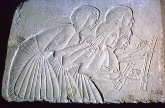Egyptian relief of scribes. Artist: Unknown