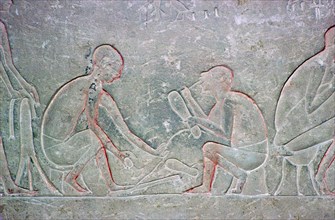 Egyptian relief showing shoemakers, 14th century BC Artist: Unknown
