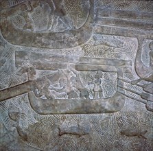 Assyrian relief of the transport of wood. Artist: Unknown
