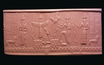 Akkadian cylinder-seal impression of the scribe Adda, 22nd century BC Artist: Unknown