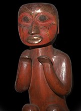 Native American carved wooden figure of a man, 19th century. Artist: Unknown