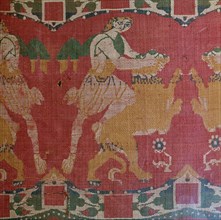 Byzantine silk with a motif of a hero and lion. Artist: Unknown
