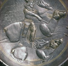 A Sassanid silver dish showing King Shapur II, 4th century. Artist: Unknown
