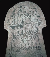 Detail of Viking stele showing a battle scene, 8th century. Artist: Unknown