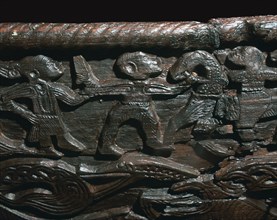 Detail of the Oseberg Cart from the Oseberg ship burial, 9th century. Artist: Unknown