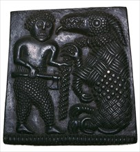 Bronze matrix for making decorative plaques for helmets, 8th century. Artist: Unknown