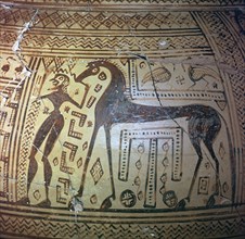 Detail from a Greek geometric period vase, 9th century BC. Artist: Unknown